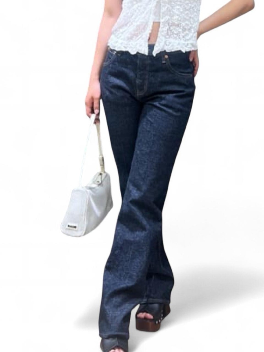 Moussy MVS Center Pressed Straight Jeans one wash indigo raw denim Japan 25 NWT